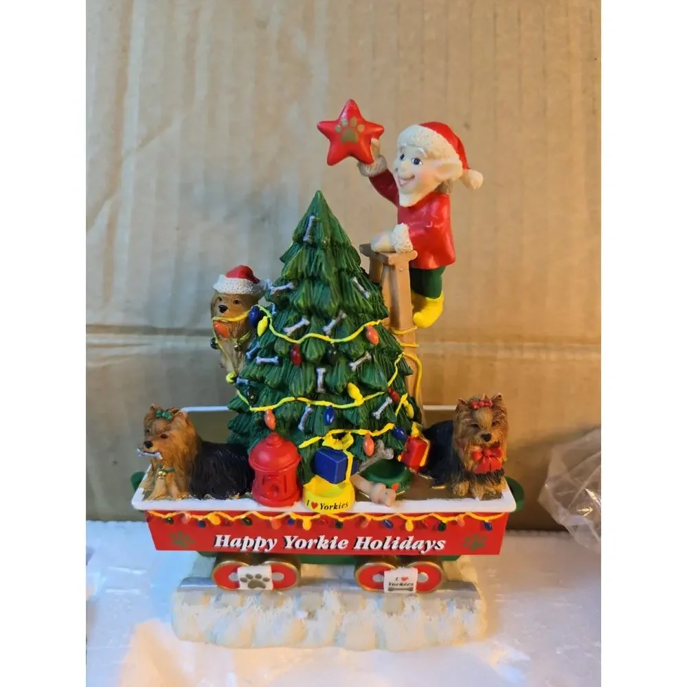 I Love Yorkies Christmas Express Holiday Train by Danbury Mint 6 pcs *READ*